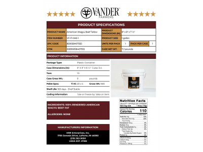 American Wagyu Beef Tallow 1 gallon