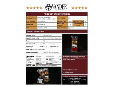 American Wagyu Beef Hardwood Smoked Snack Sticks 