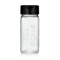 Etched Glass Spice Jar with Black Cap - DILL PICKLE
