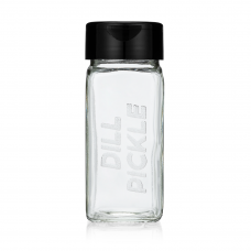 Etched Glass Spice Jar with Black Cap - DILL PICKLE