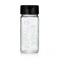 Etched Glass Spice Jar with Black Cap - BUFFALO WINGS