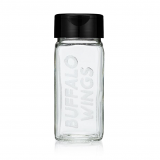 Etched Glass Spice Jar with Black Cap - BUFFALO WINGS