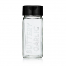 Etched Glass Spice Jar with Black Cap - BUTTERY GARLIC