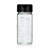 Etched Glass Spice Jar with Black Cap - SALT AND VINEGAR