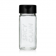 Etched Glass Spice Jar with Black Cap - SPICY CAJUN